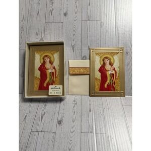 Vintage Hallmark Christmas Cards Embossed Gold Angel Set Of 12 w/‎ Envelopes